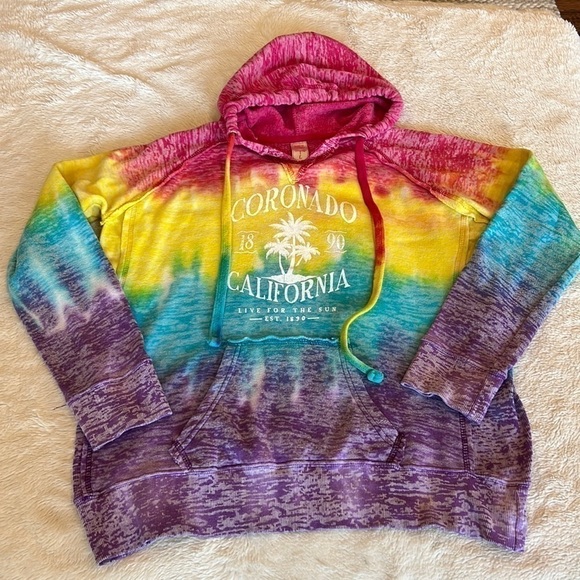 Tie-Dye Coronado California Printed  Hooded Sweatshirt large - Picture 1 of 9